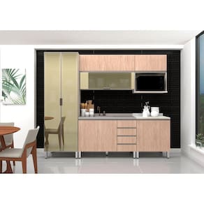 Armário De Cozinha Compacta 6 Peças Sem Tampo De 120cm Crema