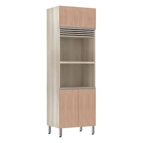 Paneleiro Luciane 70cm 2 Nichos para Microondas com grade Superior de Respiro 3 Portas Lis