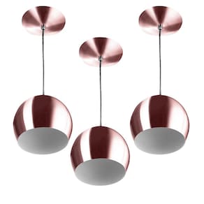 Kit 3 Pendente Bola Pequena Gold Rose Sala Cozinha Quarto