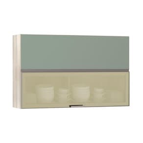 Armário Basculante Misto Luciane 120cm 1 Porta Fechada 1 Porta com Vidro Reflecta Bronze Luci