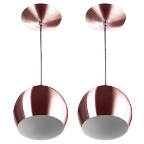 Kit 2 Pendente Bola Pequena Gold Rose Sala Cozinha Quarto