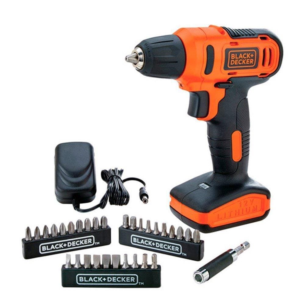 Furadeira Parafusadeira Black & Decker LD12SCBR 3/8P + 31 Acessórios, Maleta, Bivolt
