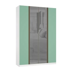 Guarda Roupa 4 Portas 3 Gavetas 159,2 cm com Vidro Reflecta Prata Prime Luciane Móveis