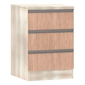 Mesa de Cabeceira 3 Gavetas 40cm Estrutura Legno Crema Prime Plus Luciane Móveis