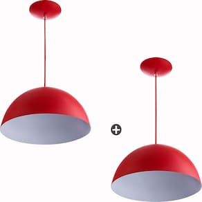 Kit 2 Pendente Meia Bola 30 Vermelho Cozinha Churrasqueira