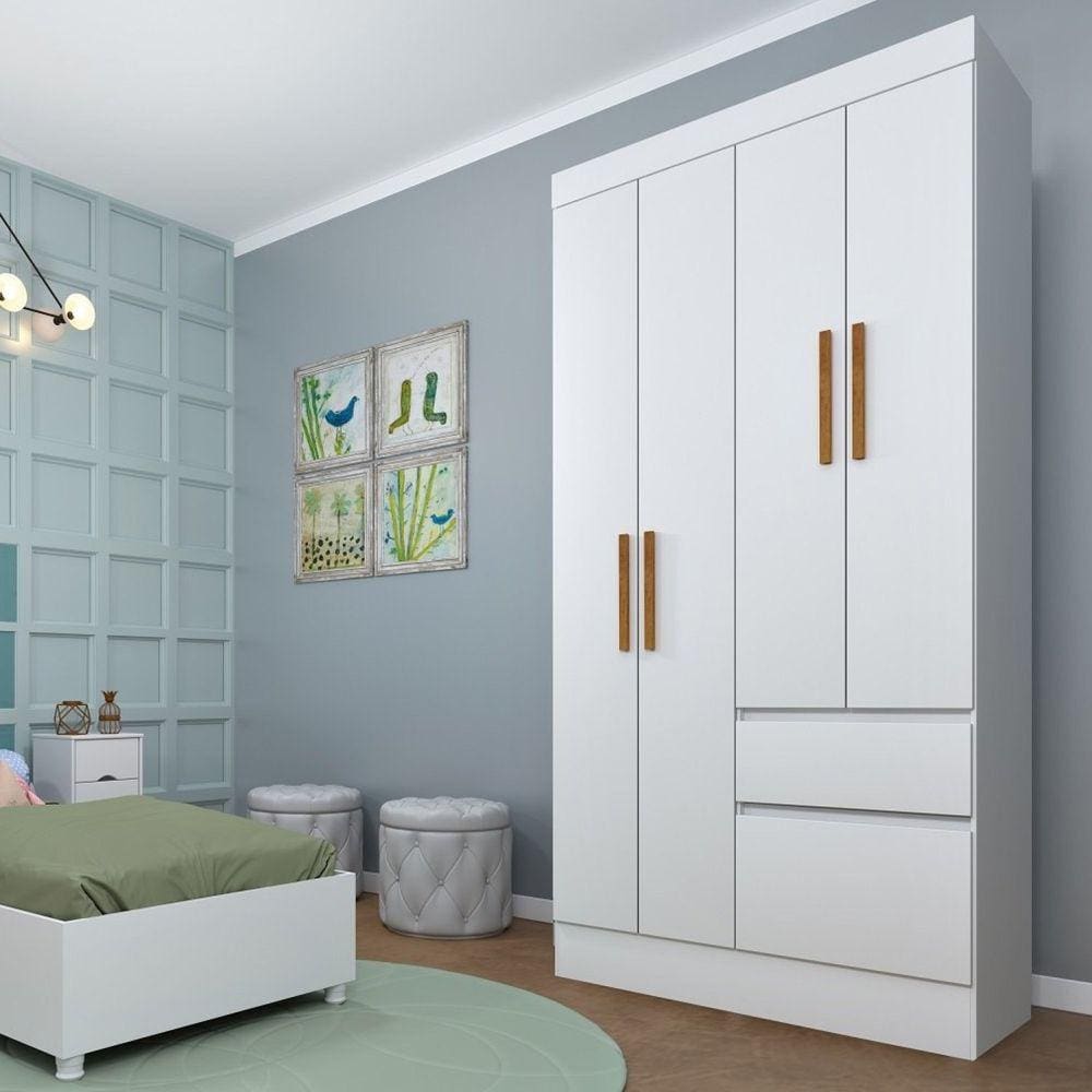 Guarda Roupa Infantil 4 Portas 2 Gavetas Oregon Tcil Móveis Neve