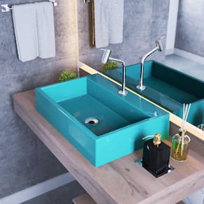 Kit Cuba RT55 com Torneira Pratika 1060 Metal e Válvula 1 Polegada e Sifão Pvc e Flexível Compace Azul Turquesa