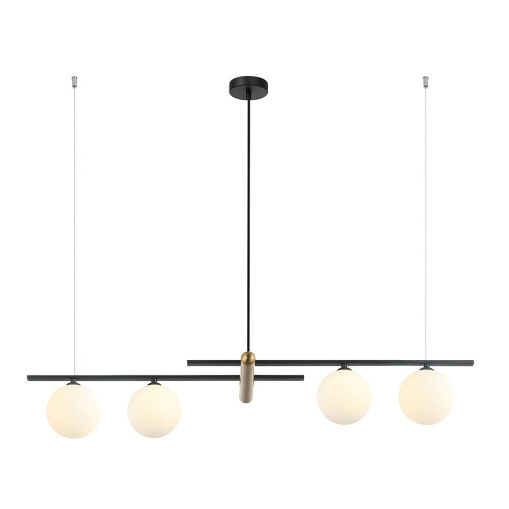Pendente Retangular 98x23x16,5cm 100w 4XG9 HL017LW Bambu Bella Iluminação Preto/Dourado