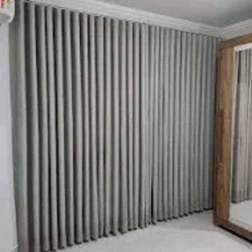 Cortina Trilho Suiço Blackout Com Voil Cinza 6.00 X 2.50