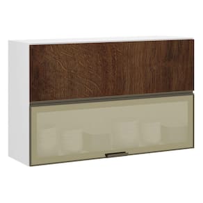 Armário Basculante Misto Perola 120 cm 2 Portas Alumínio e com Vidro Reflecta Bronze Luciane