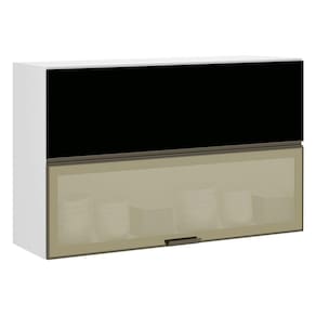 Armário Basculante Misto Perola 120 cm 2 Portas Alumínio e com Vidro Reflecta Bronze Luciane