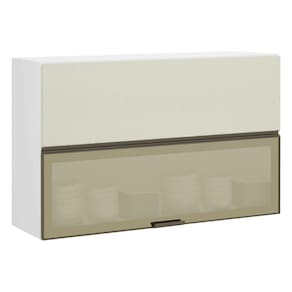 Armário Basculante Misto Perola 120 cm 2 Portas Alumínio e com Vidro Reflecta Bronze Luciane