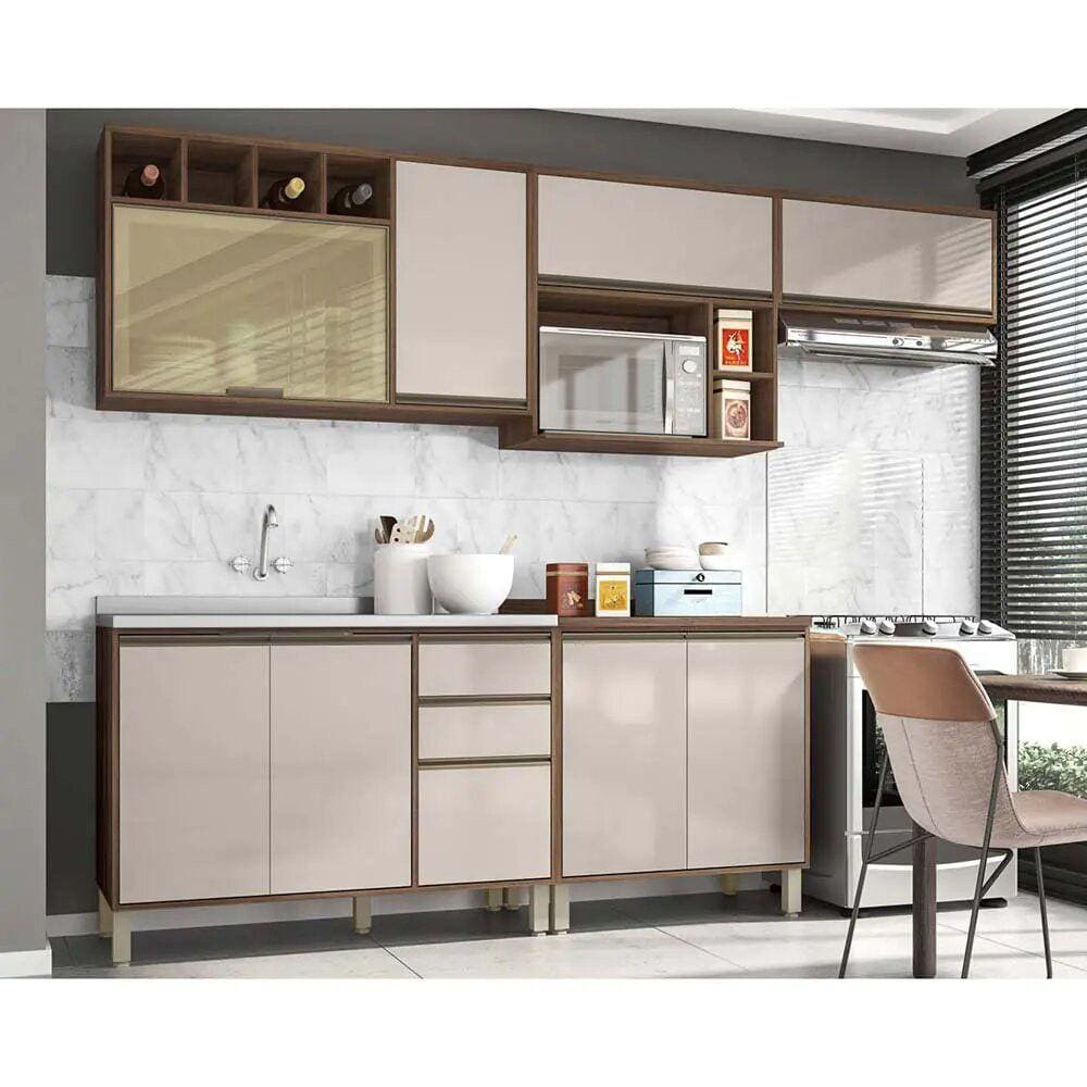 Armário de Cozinha Completa Modulada 8 Peças sem Tampo de 120 Luciane Móveis