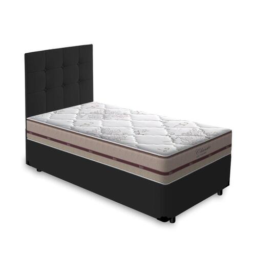 imagem-Cama Box + Cabeceira E Colchão Solteiro 88x188x57cm Preto