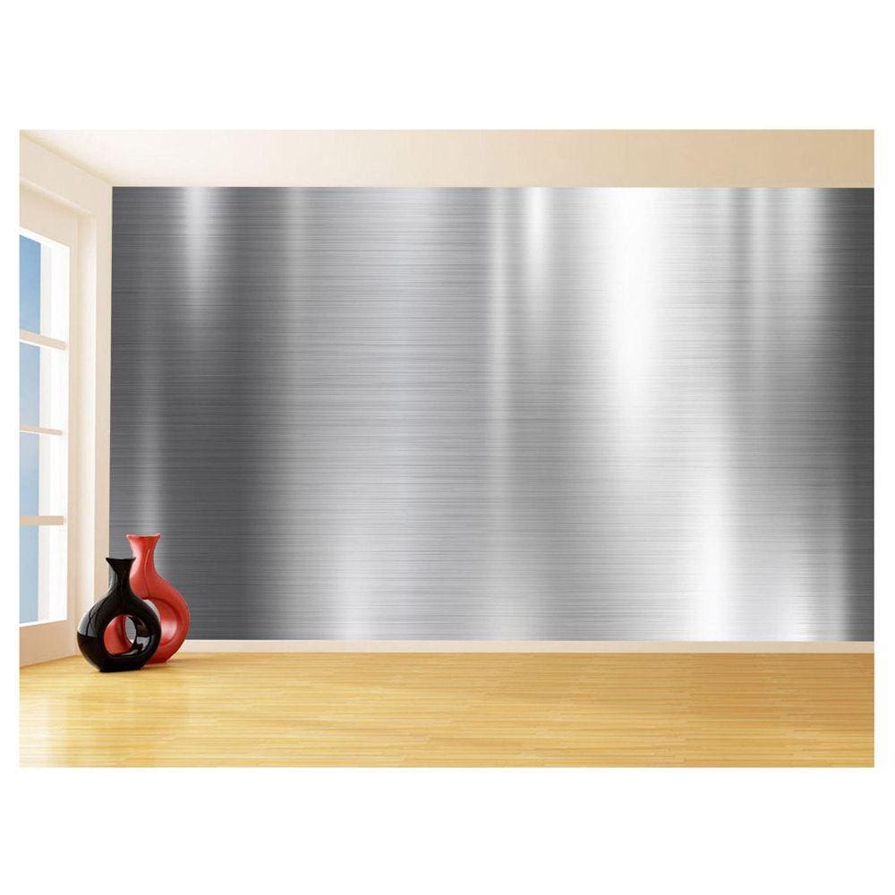 Papel De Parede 3D Textura Aço Escovado Prata 3,5M Txt224