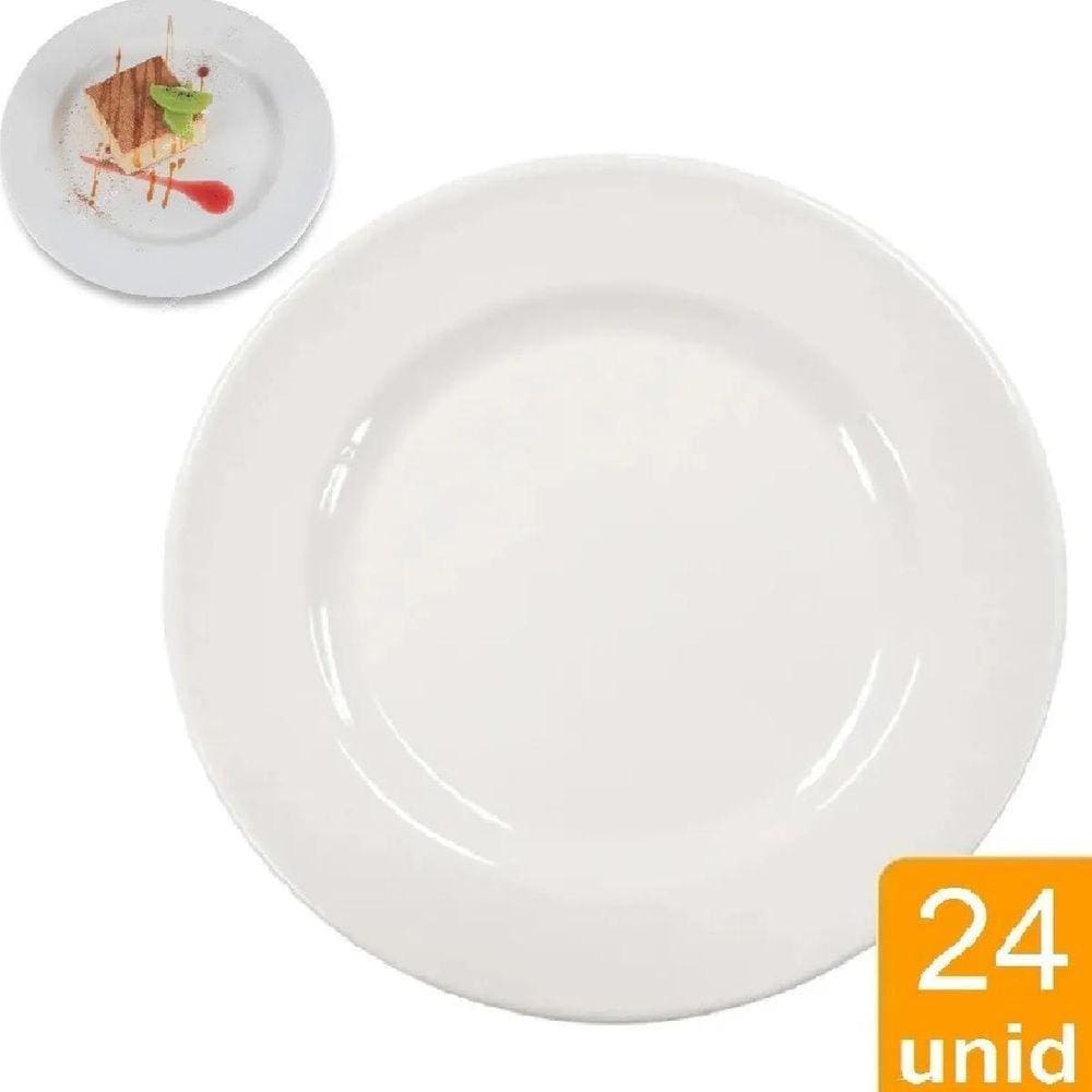 24 Prato Melamina Sobremesa 20Cm Atacado Buffet Restaurante