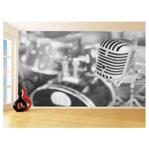 Papel De Parede 3D Musica Microfone Som Vintage 3,5M Mus63