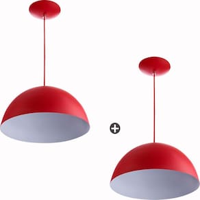 Kit 2 Pendente Meia Bola 40 Vermelho Cozinha Churrasqueira