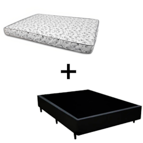 Cama Box Viúva 128 - Tecido Sintético Preto com Colchão Nápoles Bello Box - 100% Espuma - Branco D33 54x128x188