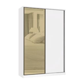 Guarda Roupa 2 Portas de Correr 3 Gavetas 159cm com Vidro Reflecta Bronze Prime Luciane Móveis