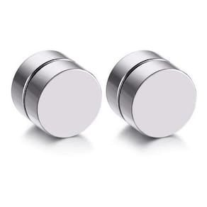 Brinco Masculino Falso Alargador Pressão Imã Prata 6Mm