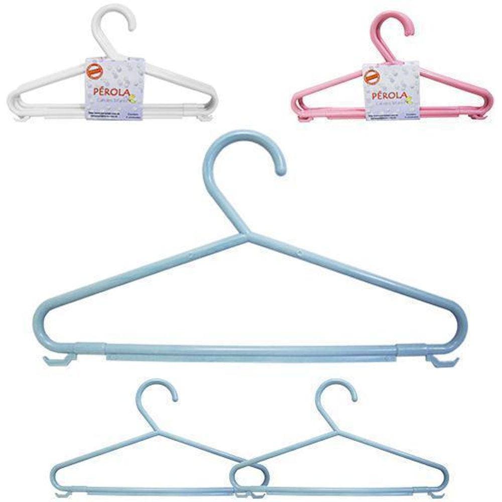 Cabide Roupa Infantil Plastic Gancho Perola 3 Peca 27,5X15Cm