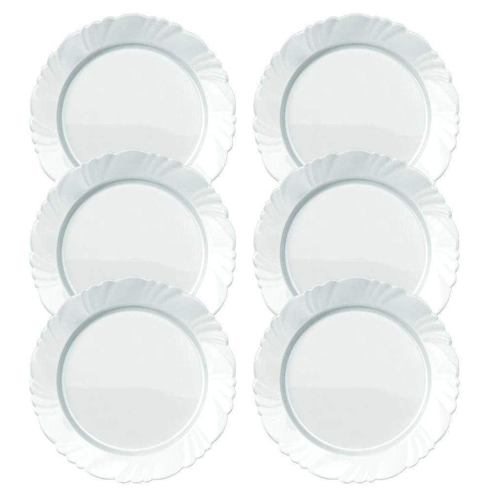 Jogo De Pratos Rasos Kit 6 Peças Em Vidro Almoço E Jantar