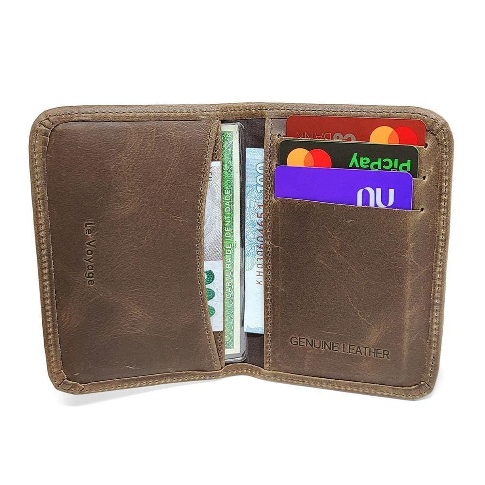 Carteira Slim De Couro Masculina Cartões Rg Cnh