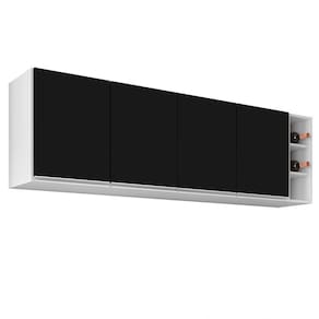 Armário Aéreo Com Nicho 180Cm 4 Portas Branco/Preto