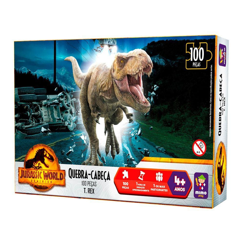 Quebra Cabeça Mimo Jurassic T Rex com 100 Peças