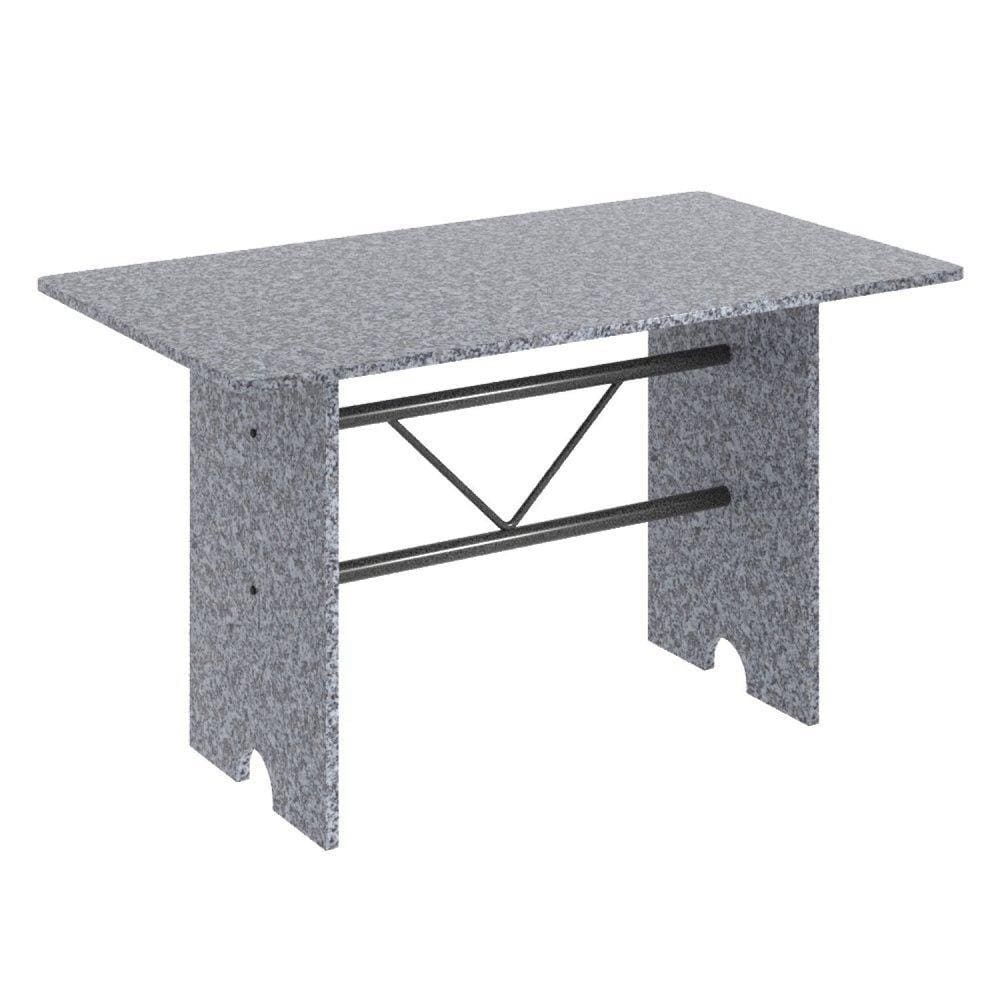 Mesa para Cozinha 120x75cm Tampo Granito Soma Móveis Martelado Prata/Ocre