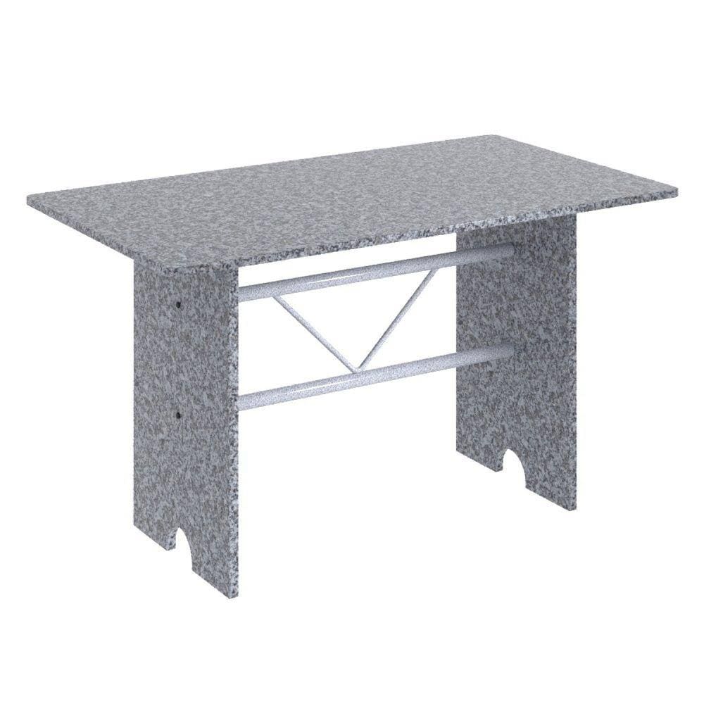Mesa para Cozinha 120x75cm Tampo Granito Soma Móveis Martelado Pérola/Ocre