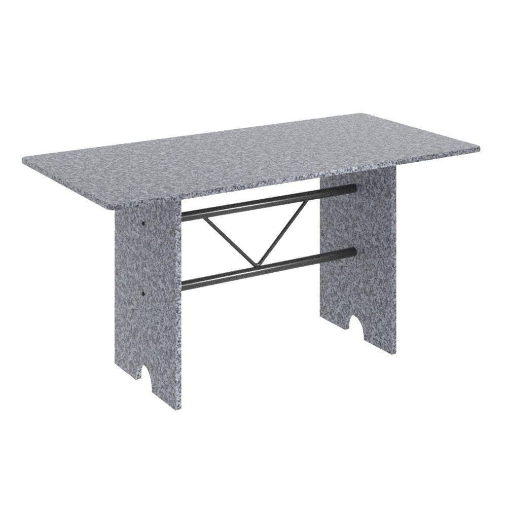 Mesa para Cozinha 140x75cm Tampo Granito Soma Móveis Martelado Prata/Ocre