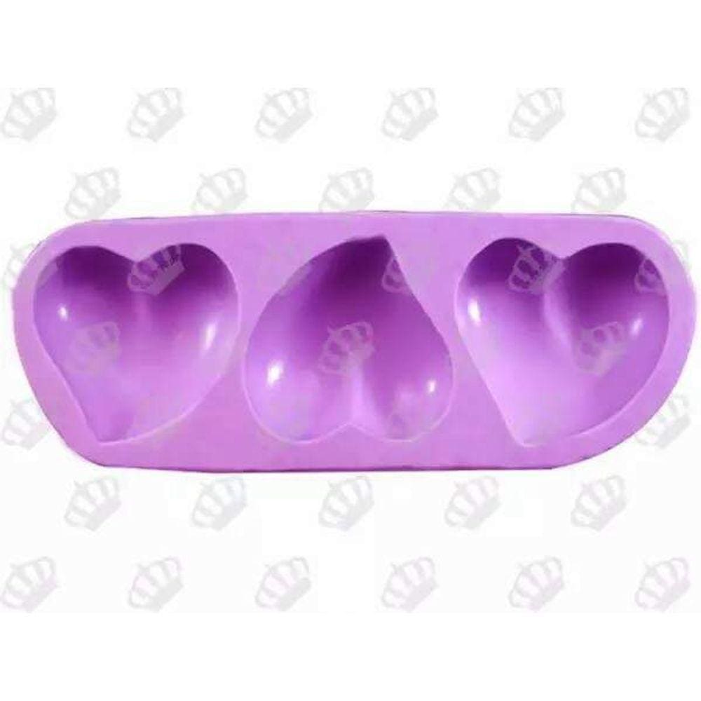 Forma de Silicone Coração Torcido 3Cav. Ib-639 / S-129