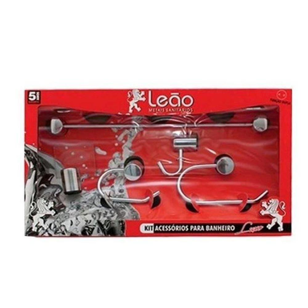 Leao Kit De Acessorios 16102 5 Peças Luxo Cromado