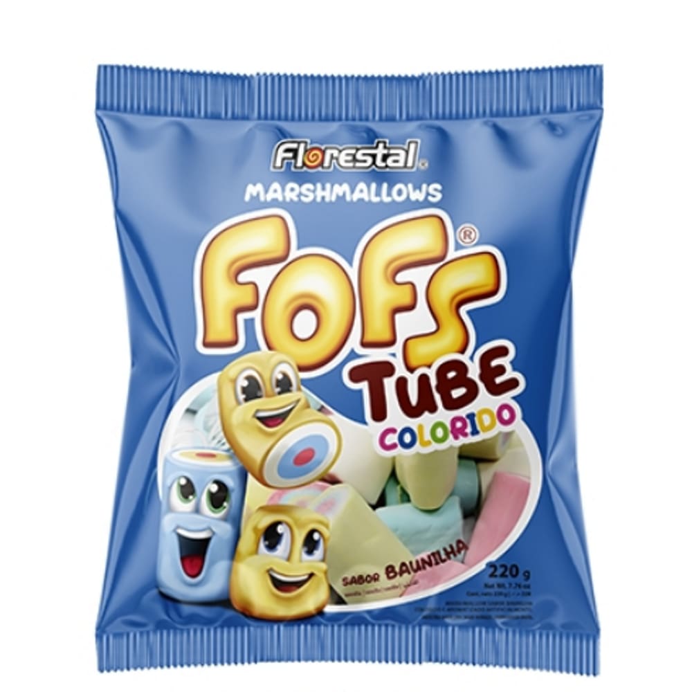 Marshmallow Colorido Tube Baunilha Fofs  220g - Florestal
