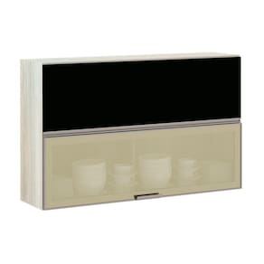 Armário Basculante Misto Luciane 120cm 1 Porta Fechada 1 Porta com Vidro Reflecta Bronze Luci