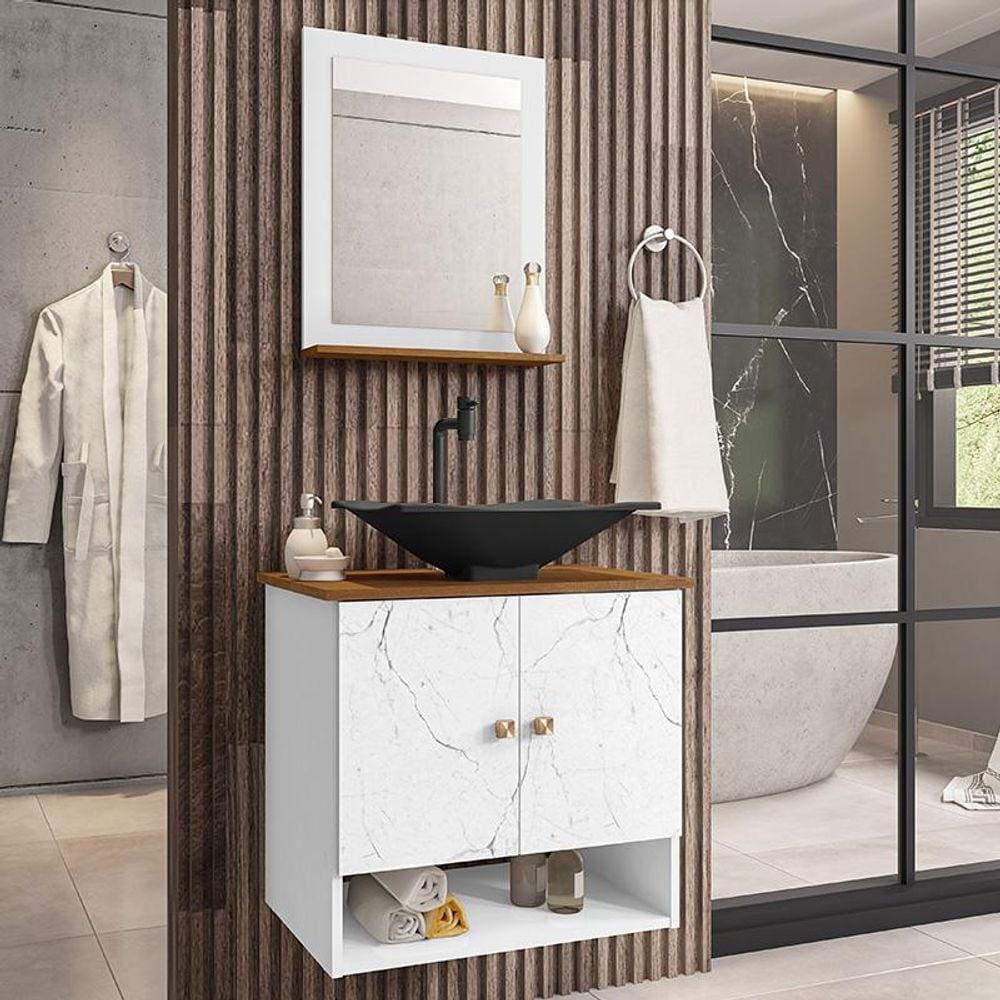 Gabinete Banheiro Deli Concava Prt Torneira Valv Click Black