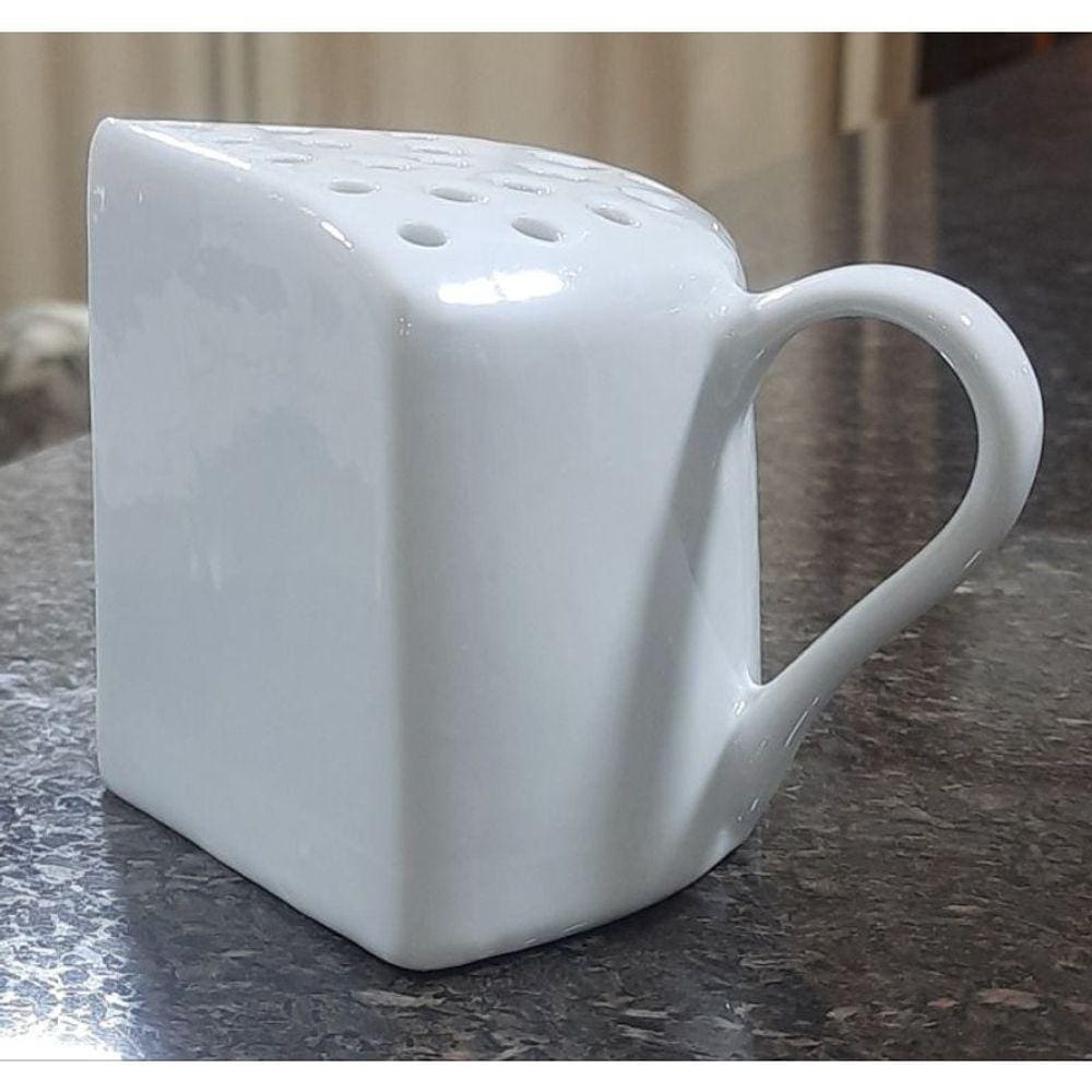Porta Queijo ralado de Mesa, formato queijo - Porcelana Branca