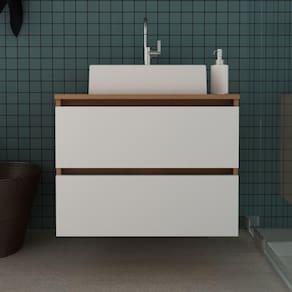 Balcão Suspenso 60 Cm Sem Cuba Banheiro Marrom E Branco