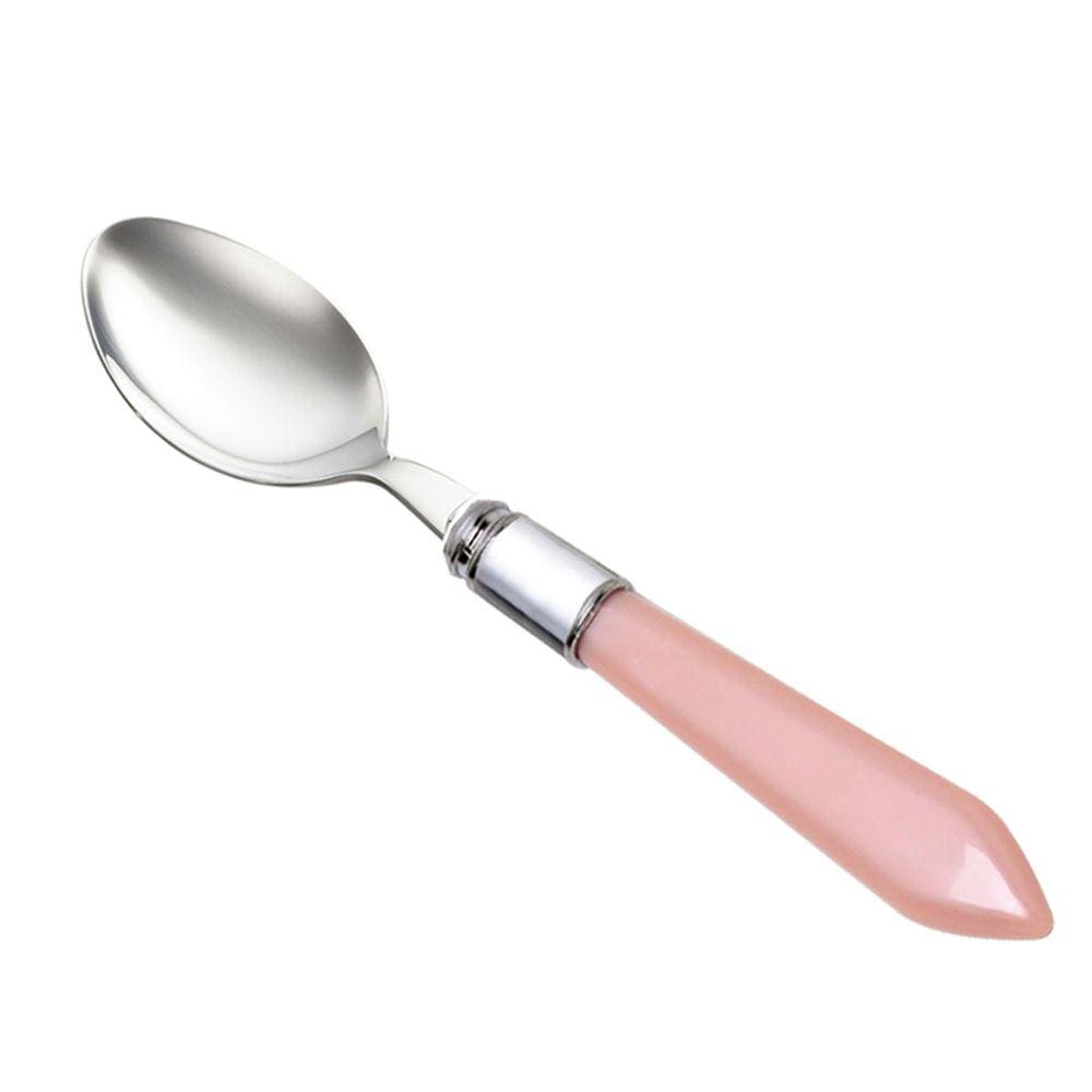 CJ 6 Colheres P/Sobremesa de Aço Inox C/ Cabo de Plástico Mother Pearl Rosa 19,5cm