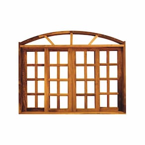 Vitro de Correr 4 Folhas - Padrão Imbuia em Arco - Com ferragens 2.00 x 1.20 - Hale