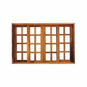 Vitro de Correr 4 Folhas Padrão Imbuia Reto 2.00 x 1.00 C/Ferragens - Hale