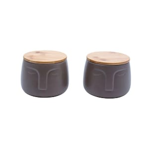 Kit 2 potes dolomita com tampa de bambu rosto - Oikos