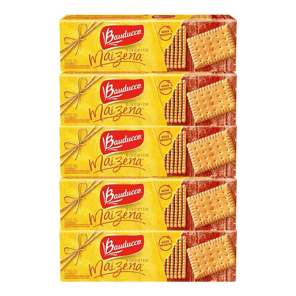 Kit 5 Unidades Biscoito Maizena Bauducco - 170g