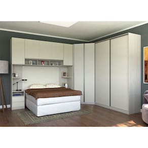 Guarda Roupa Canto Casal 10 Gavetas e 9 Portas Legno Crema com Kashmir Prime Luciane Móveis