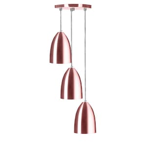 Pendente Vegas Aluminio Triplo Gold Rose sala quarto cozinha