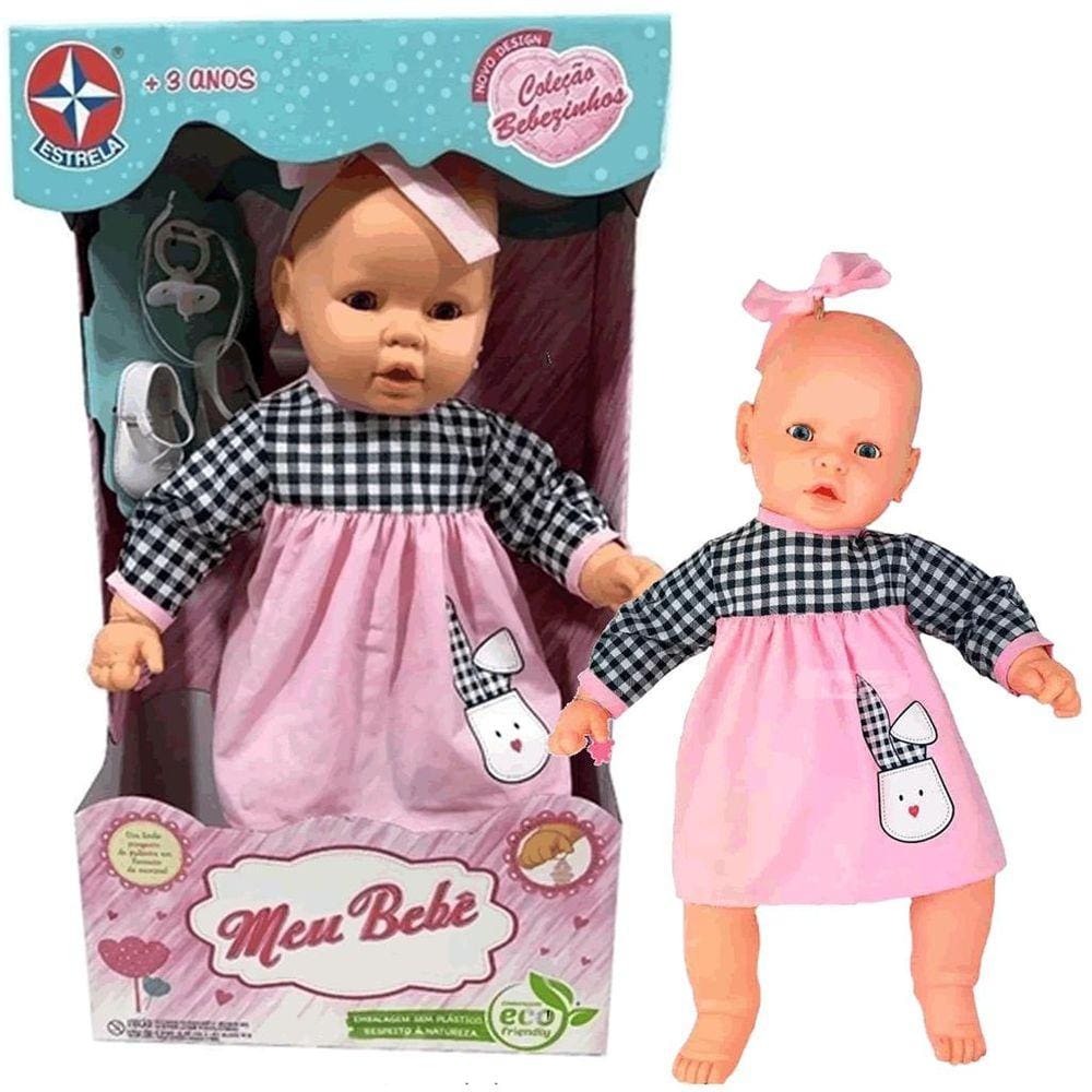 Boneca Meu Bebe Grande Vestido Rosa Com Cheirinho Estrela