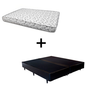Cama Box Queen 158 - Tecido Sintético Preto com Colchão Nápoles Bello Box - 100% Espuma - D33 54x158x198