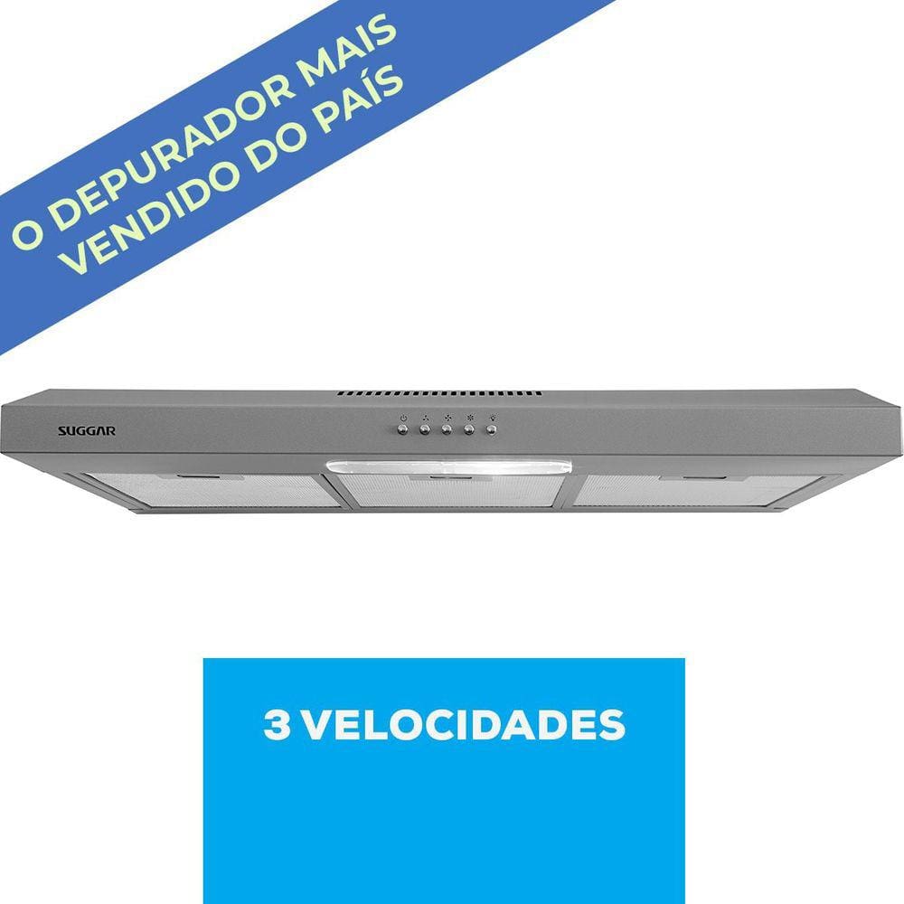 Depurador e Exaustor de ar Slim 80 Cm Prata Suggar